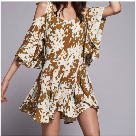 Free People FP One Lucina Floral Strappy Boho Mini Swing Dress sz S - Picture 2 of 6